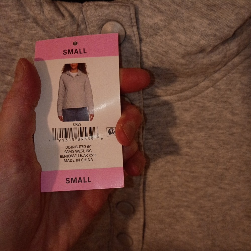 NWT Lands' End Gray Quilted Half Button Up Pullover S - Picture 3 of 7